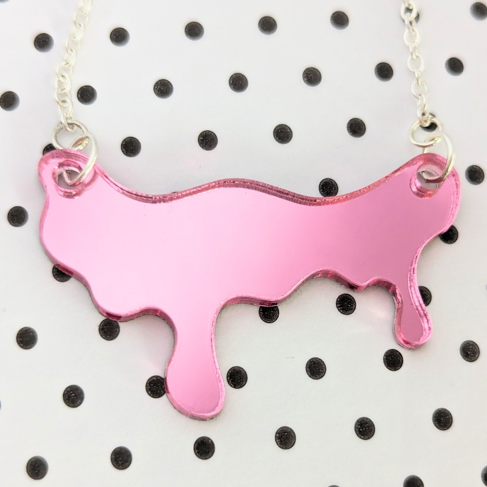 Mirror Drip Necklace + Matching Studs | Hypoallergenic - Picture 1 of 17